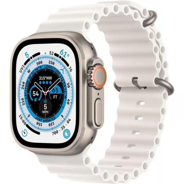 Apple Watch Ultra (2022) GPS + Cellular 49 mm - Titanio Titanio naturale - Cinturino Ocean Bianco